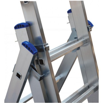 Лестница двусторонняя алюминиевая ELKOP VHR Trend, 3 секции, 8 ступ., 2,2-4,5 м (37360)