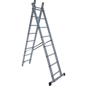 Лестница двусторонняя алюминиевая ELKOP VHR Trend, 2 секции, 8 ступ., 2,1-3,4 м (37494)