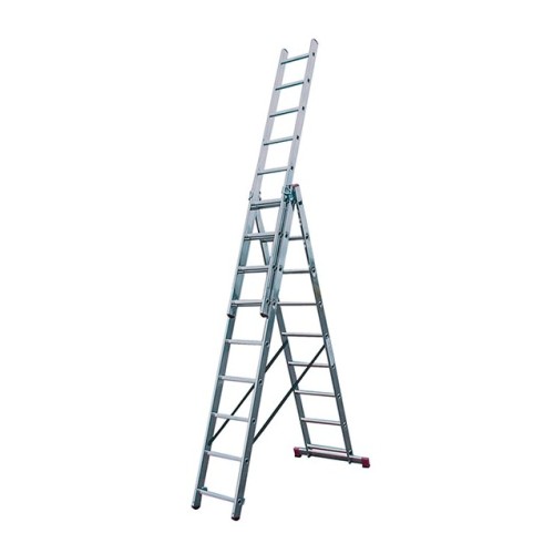 Лестница двусторонняя алюминиевая KRAUSE Corda, 3 секции, 9 ступ., 2,5-5,3 м (030399)