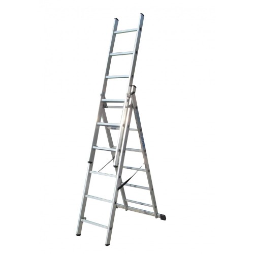 Лестница двусторонняя алюминиевая ELKOP VHR Trend, 3 секции, 6 ступ., 1,6-3,2 м (37490)